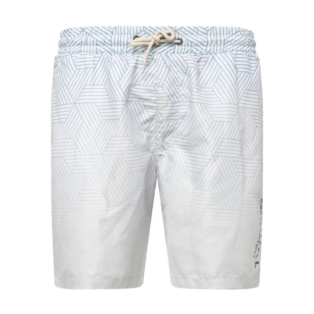 Crosshatch Mens Layotta Geometric Pattern Swim Shorts / Light Stone